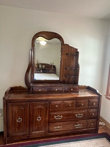 lot 77 image: Vintage Wooden Dresser 72 x 19 x 80 Inches