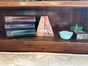 lot 68 image: Stone Bookends Candle Candleholder and Tissue Box Cover