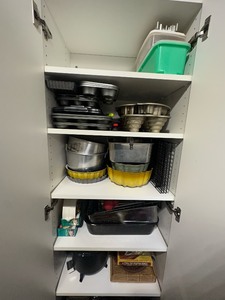 lot 205 image: Cupboard of Misc Baking Equipment