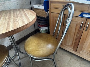 lot 199 image: Vintage Small Kitchen Table with Two Matching Chairs