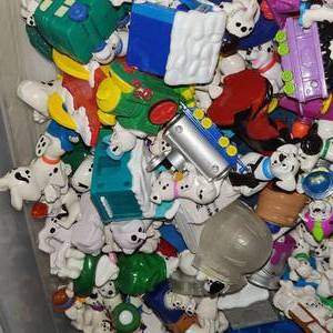 lot 336 image: Bin Of Vintage McDonalds Happy Meal 101 Dalmatian Toys.