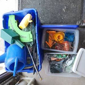 lot 422 image: 3 Bins Of Miscellaneous Gardening Supplies.