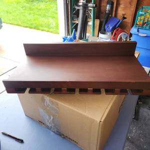 lot 430 image: Wine Glass Holder Wall Mounted Shelf. Solid Wood.