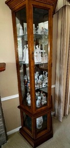 lot 18 image: Vintage Wood and Glass Curio Cabinet -21 Wide x 72 Tall - Contents Not Included