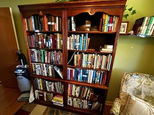 lot 95 image: 2 Wooden Bookshelves Approximately 32 x 12 x 72