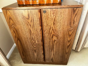 lot 5 image: VCR Tape Storage Cabinet And All DVDs And VHS Tapes Included - 23 Inches Wide 29 12 Inches Tall