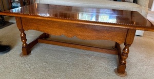 lot 10 image: Vintage Ethan Allen Solid Wood Coffee Table - 48 x 22 x 17