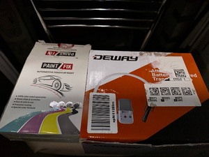 lot 287 image: Attachable Battery Powered Transfer Pump And Automotive Touch Up Paint Kit