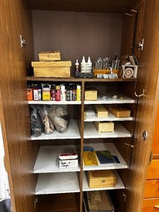lot 294 image: Cabinet Of Miscellaneous Leather Craft Supplies