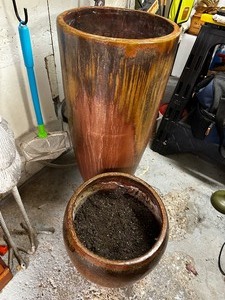 lot 297 image: Two Large Clay Garden Pots 35 and 13