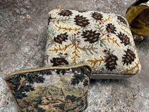 lot 367 image: Punch Needle Footstool, And Tapestry Pillow