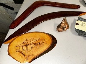 lot 379 image: Two Boomerangs And Rocks From Australia
