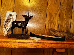lot 204 image: Vintage Wooden Moose And Cannon