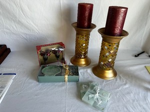 lot 41 image: Partylite Candles, Wine Bottle Stoppers, & Coasters