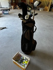 lot 53 image: Set Of Golf Clubs In Bag And Box Of Balls
