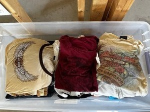 lot 72 image: Bin Of Womens Harley Davidson Clothing Most Sizes Mediums and Large