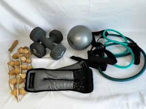 lot 14 image: Exercise Equipment Hand Weights, Ankle Weights, Bands, and Roller