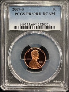 lot 101 image: 2007-S Lincoln Cent Proof PCGS PR69 Red Deep Cameo