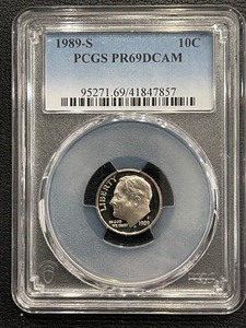 lot 102 image: 1989-S Roosevelt Dime Proof PCGS PR69 Deep Cameo