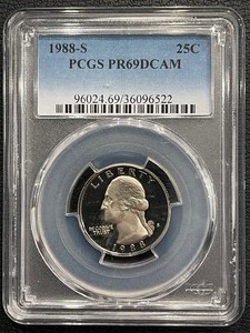 lot 104 image: 1988-S Washington Quarter PCGS PR69 Deep Cameo