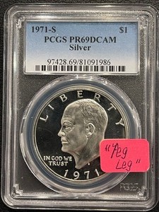 lot 115 image: 1971-S Eisenhower Silver Dollar Proof PCGS PR69 Deep Cameo