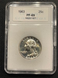 lot 116 image: 1963 Washington Quarter Proof CCG PF69