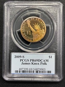 lot 117 image: 2009-S James Knox Polk Proof PCGS PR69 Deep Cameo