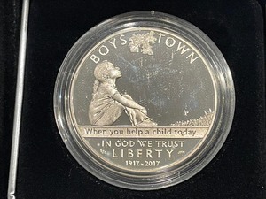 lot 86 image: 2017-P Boys Town Silver Dollar Proof - Only 31,610 Minted