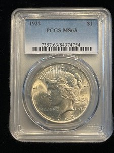 lot 45 image: 1922 Peace Dollar PCGS MS63