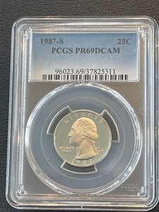 lot 28 image: 1987-S Washington Quarter Proof PCGS PR69 Deep Cameo