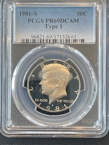 lot 32 image: 1981-S Kennedy Half Dollar Proof PCGS PR69 Deep Cameo Type 1