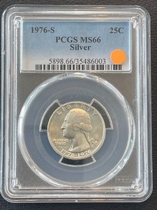 lot 34 image: 1976-S Washington Quarter Silver PCGS MS66