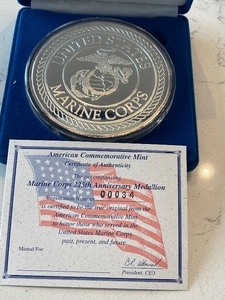 lot 2 image: United States Marine Corps 225th Anniversary Medallion Silver Layered
