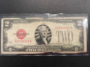 lot 138 image: 1928 G Red Seal $2 Dollar Bill