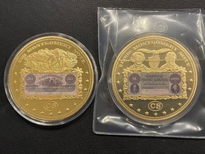 lot 140 image: Confederate Banknotes Jumbo Coin Commemoratives