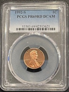 lot 157 image: 1992-S Lincoln Cent Proof PCGS PR69 Red Deep Cameo