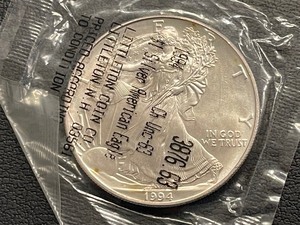 lot 159 image: 1994 Silver Eagle Uncirculated 63