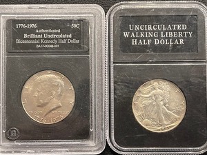 lot 168 image: 1943 Walking Liberty Half Dollar and 1976 Kennedy Half Dollar