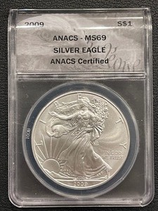 lot 169 image: 2009 Silver Eagle ANACS MS69