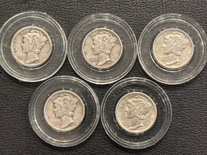lot 170 image: Mercury Silver Dimes