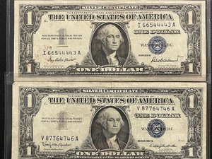 lot 185 image: $1 Silver Certificates