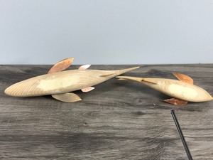 lot 219 image: 2 Weighted Hand Carved Spearing Decoys