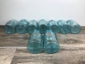 lot 225 image: 9 - Vintage 1 Quart Ball Canning Blue Perfect Mason Jars