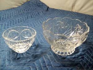 lot 185 image: 2 cut glass bowls - rings like crystal