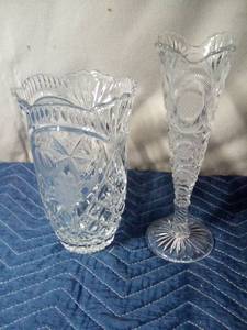 lot 172 image: Heavy cut glass with grapes and pressed glass vase