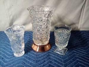 lot 173 image: 9 vase,  crystal vase and stemmed glass (see details)