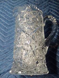 lot 147 image: Heavy clear pressed glass pitcher