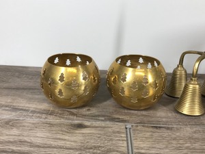 lot 358 image: Lot of Brass Pieces - Candle Holders & Bells
