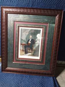 lot 255 image: Framed Abe Lincoln Picture that came out of Little Falls courthouse when The old Wetzle was judge