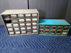 lot 288 image: 2 Organizers full of screws, bolts, washers, nuts, cotter pins and more